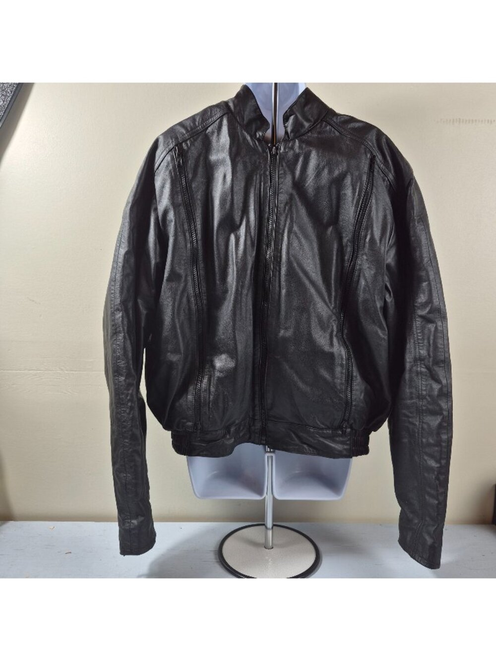 Hein Gericke Mens Black Leather Jacket W/ Harley-Davidson Eagle Patch Size 44